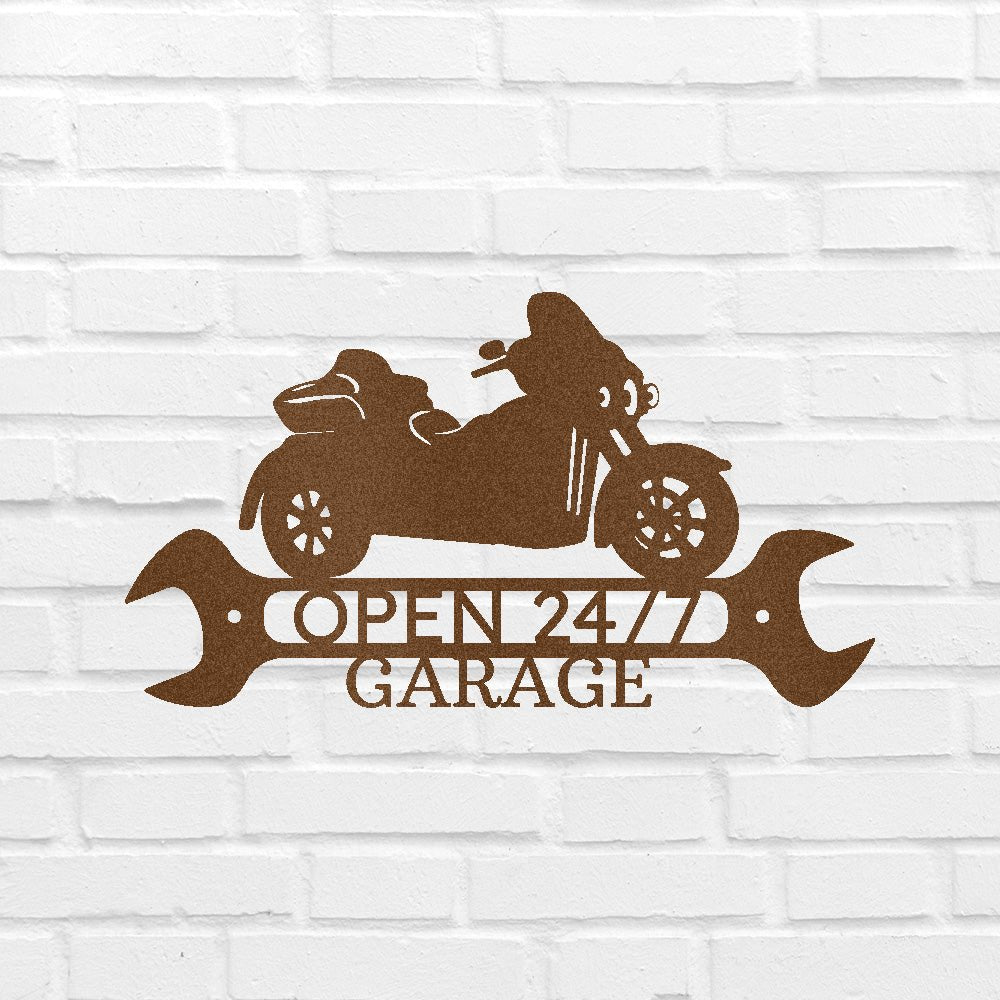 Custom Metal Wall Art - Personalized Motorbike Shop Name Sign