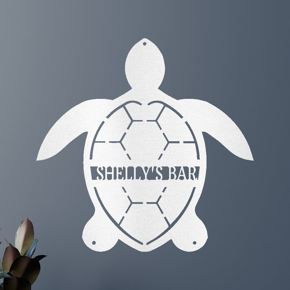 Custom Metal Wall Art - Personalized Sea Turtle Monogram Sign