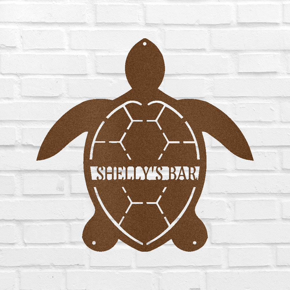 Custom Metal Wall Art - Personalized Sea Turtle Monogram Sign