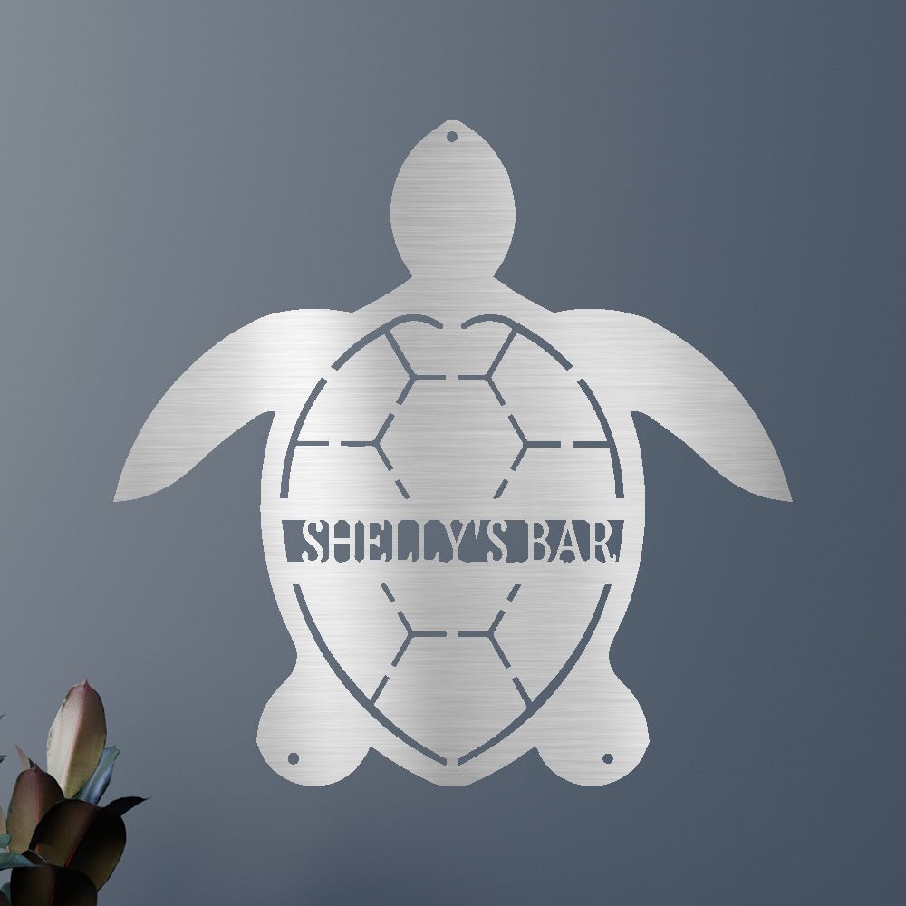 Custom Metal Wall Art - Personalized Sea Turtle Monogram Sign