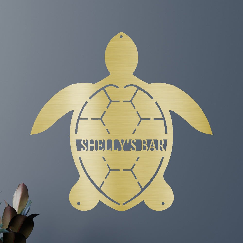 Custom Metal Wall Art - Personalized Sea Turtle Monogram Sign