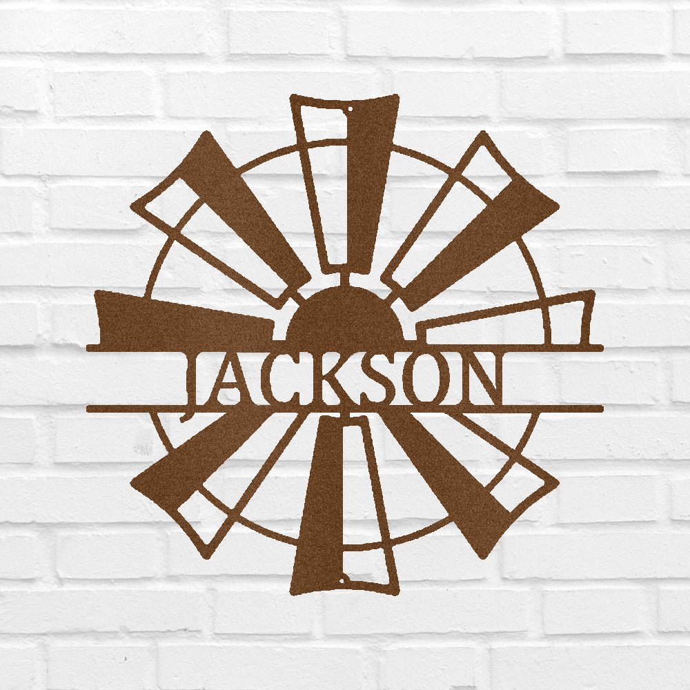 Custom Metal Wall Art - Personalized Farmhouse Windmill Monogram Sign