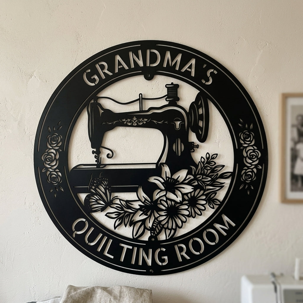 Custom Metal Wall Art - Personalized Sewing and Quilting Sign