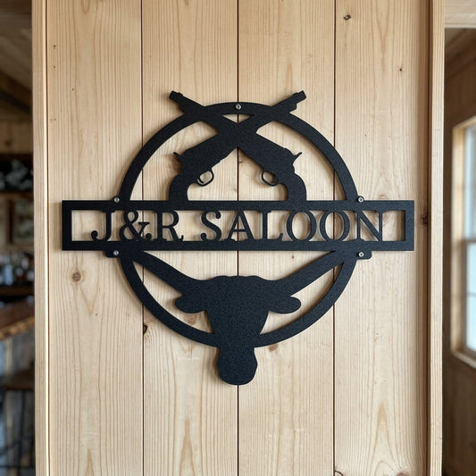 Custom Metal Wall Art - Personalized Saloon Name Monogram Sign
