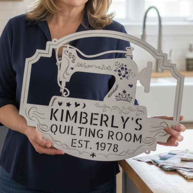 Custom Metal Wall Art - Personalized Sewing & Quilting Sign