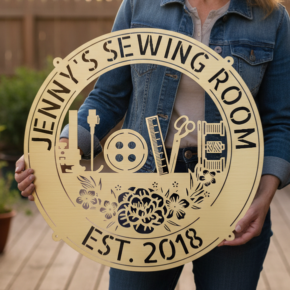 Custom Metal Wall Art - Personalized Love Sewing Sign