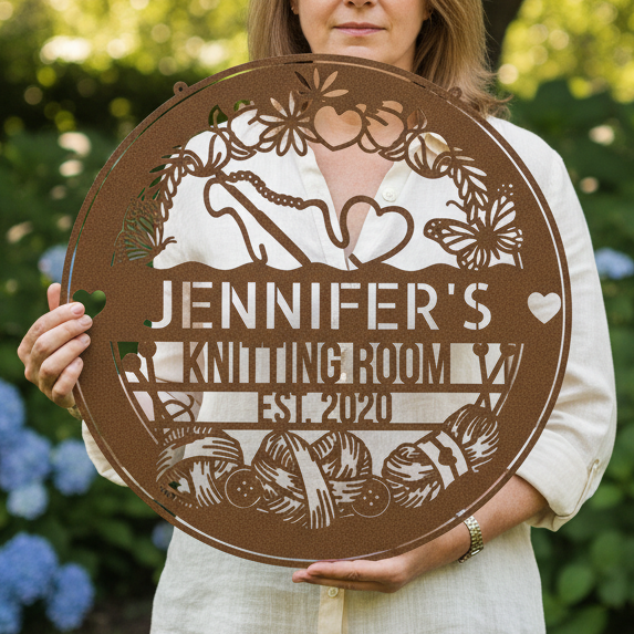 Custom Metal Wall Art - Personalized Crochet Sign