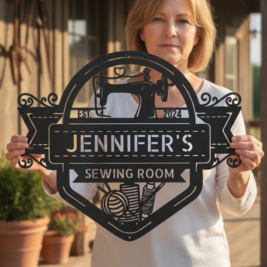 Custom Metal Wall Art - Personalized Sewing Sign