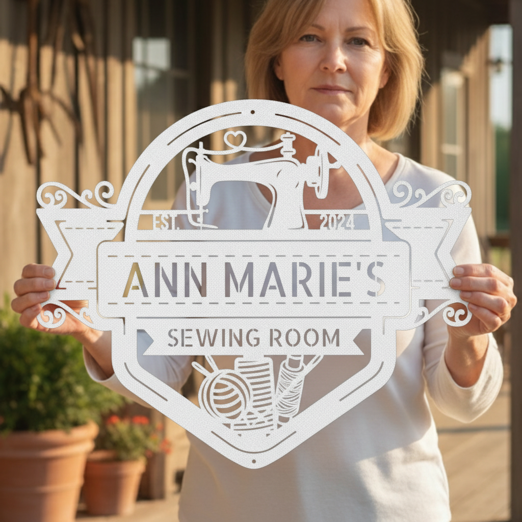 Custom Metal Wall Art - Personalized Sewing Sign