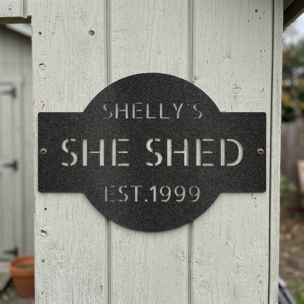 Custom Metal Wall Art - Personalized Family Name Shed Monogram Sign