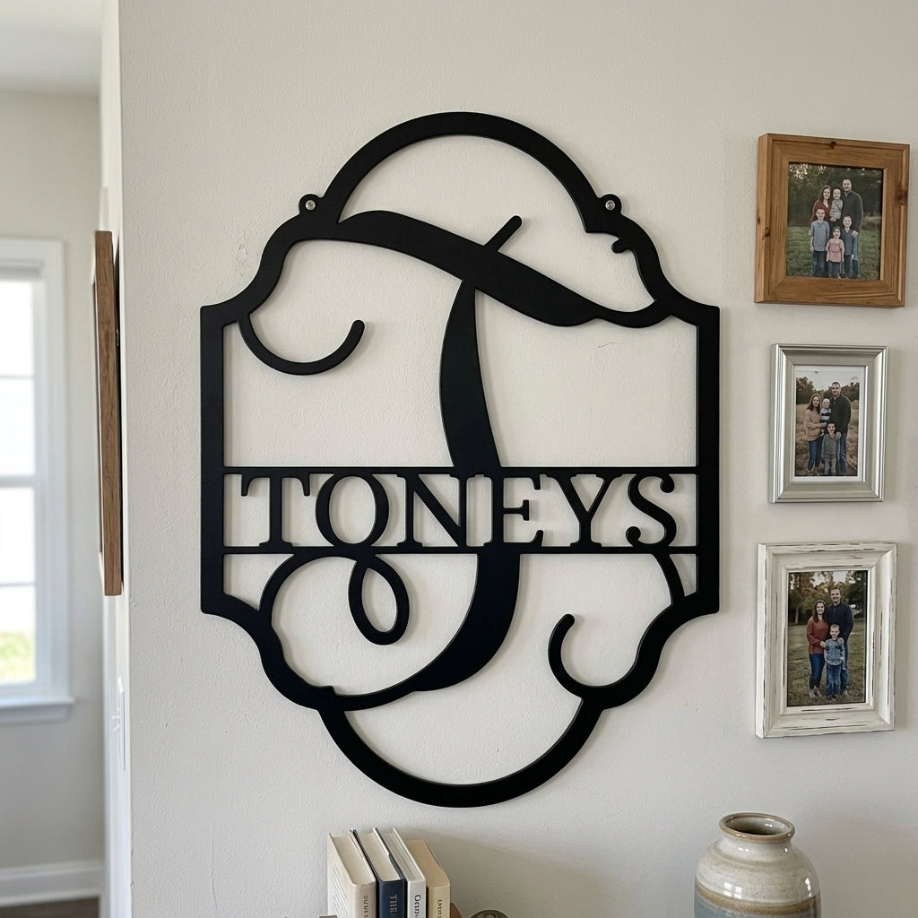 Custom Metal Wall Art - Personalized Split Letter Monogram Sign