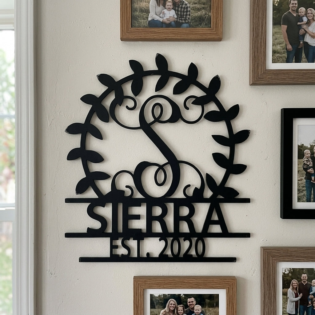 Custom Metal Wall Art - Personalized Family Crest Monogram Sign