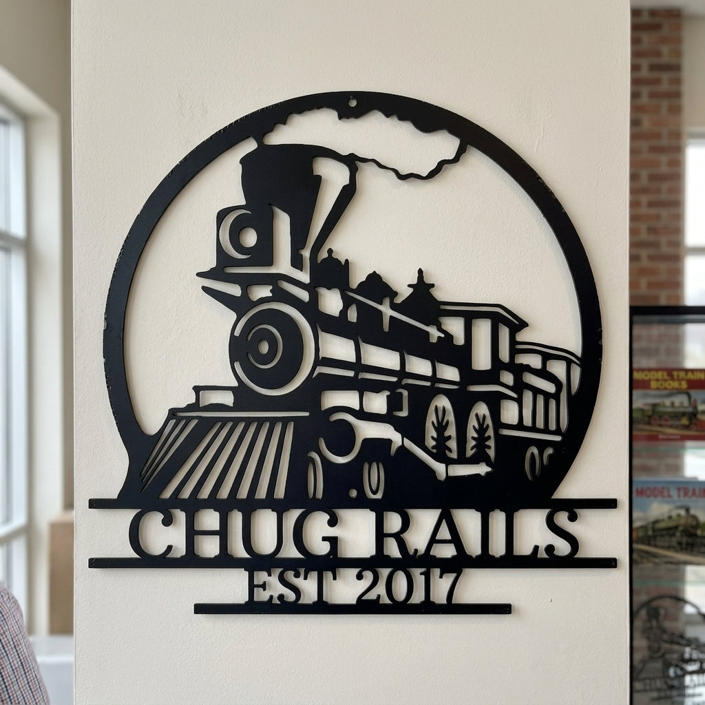 Custom Metal Wall Art - Personalized Steam Train Name Sign