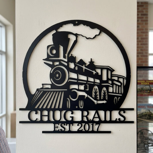 Custom Metal Wall Art - Personalized Steam Train Name Sign