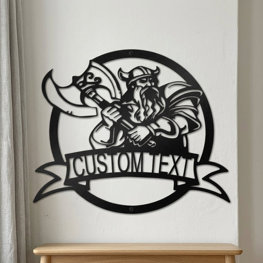 Custom Metal Wall Art - Personalized Viking Warrior Sign