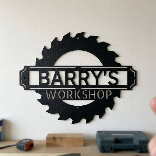 Custom Metal Wall Art - Personalized Workshop Name Sign