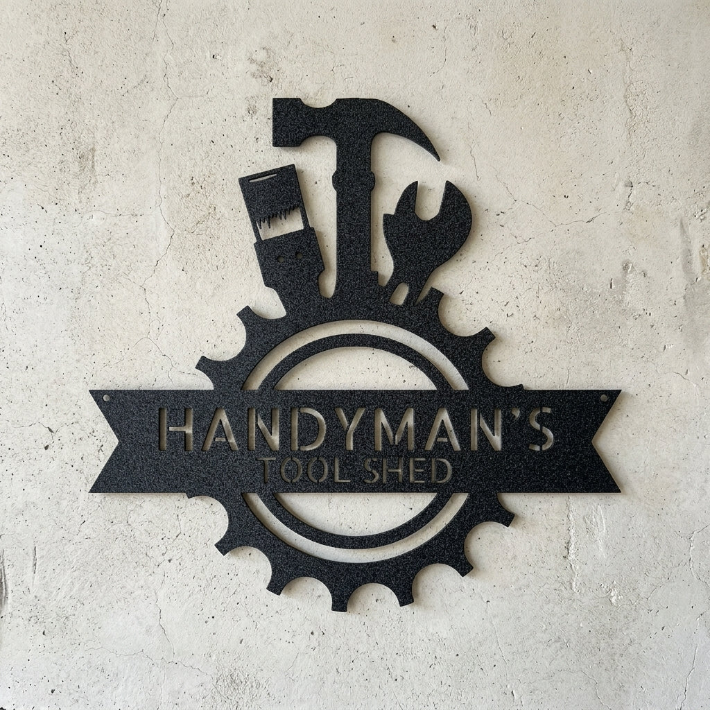 Custom Metal Wall Art - Personalized Tool Man Workshop Plaque