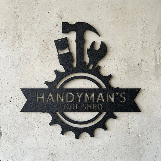 Custom Metal Wall Art - Personalized Tool Man Workshop Plaque